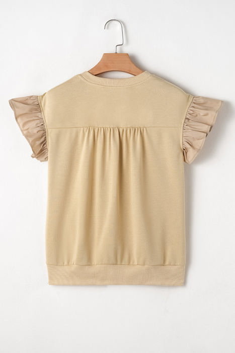 Camilla Two Tone Bow Ruffle Sleeve Top