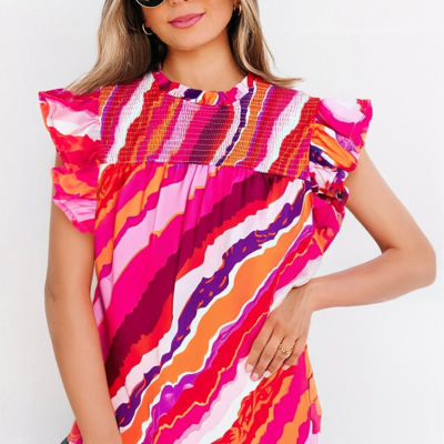 Campbell Abstract Ruffled Blouse