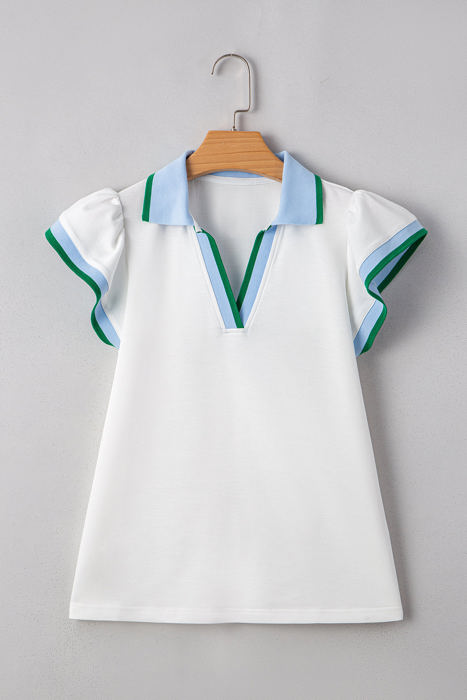 Candace Ruffled Sleeve Collared Blouse