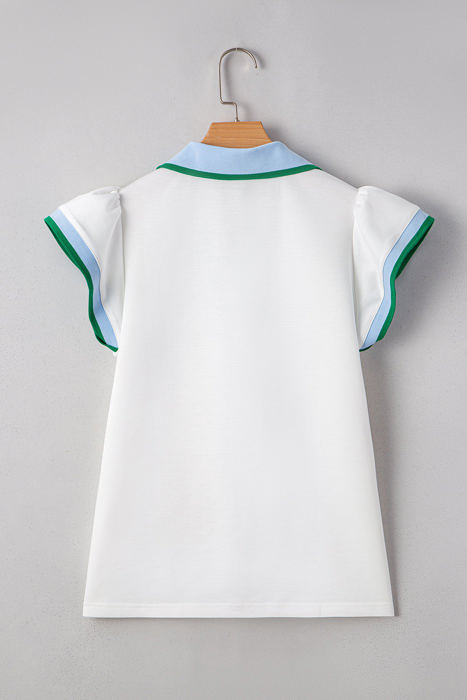 Candace Ruffled Sleeve Collared Blouse