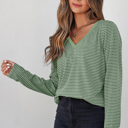  Capri Stripe Stretchy Long Sleeve Top