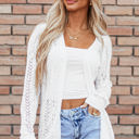 White Large Carla Open Knit Cardigan