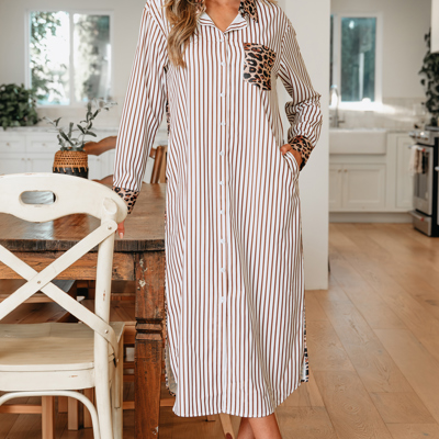 Caroline Contrast Patchwork Long Shirt Dress