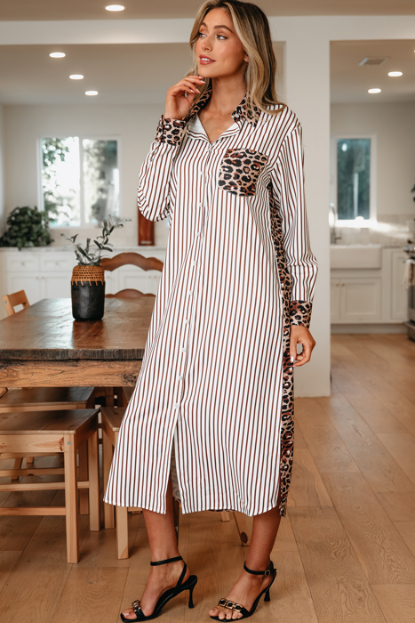 Caroline Contrast Patchwork Long Shirt Dress
