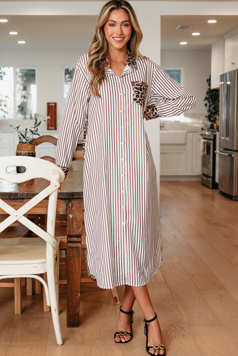 Caroline Contrast Patchwork Long Shirt Dress