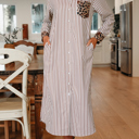  Caroline Contrast Patchwork Long Shirt Dress