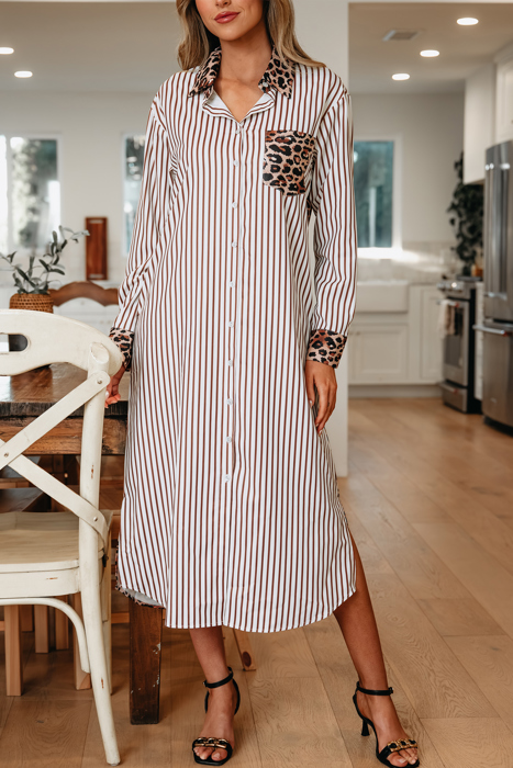 Caroline Contrast Patchwork Long Shirt Dress