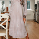  Caroline Contrast Patchwork Long Shirt Dress