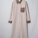  Caroline Contrast Patchwork Long Shirt Dress