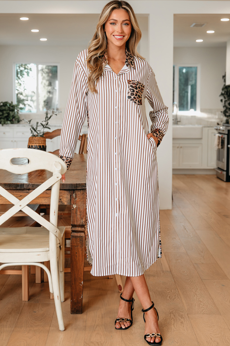 Caroline Contrast Patchwork Long Shirt Dress
