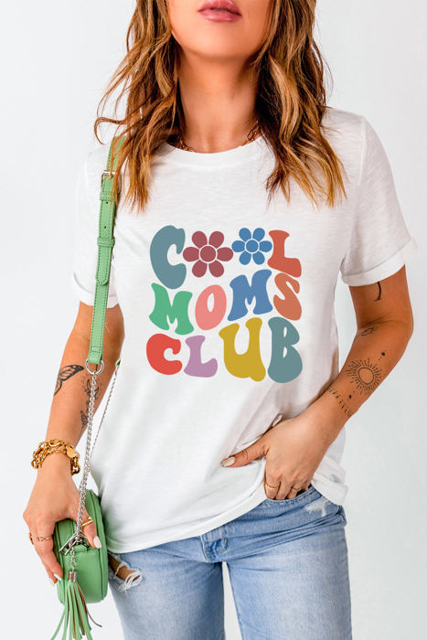 Carter COOL MOMS CLUB Flower Print Crew Neck T Shirt