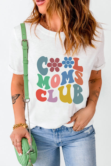 Carter COOL MOMS CLUB Flower Print Crew Neck T Shirt