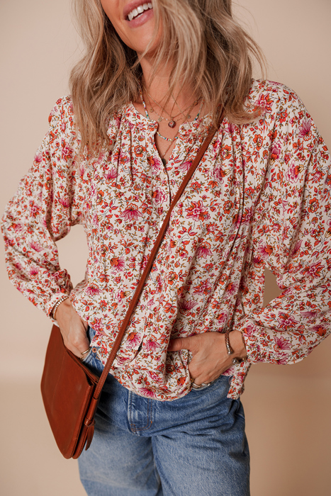 Carter Notched Puff Sleeve Blouse