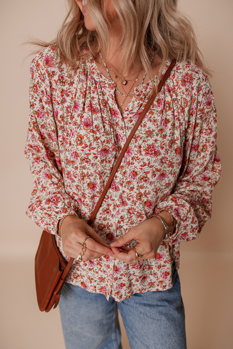 Carter Notched Puff Sleeve Blouse