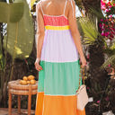  Cassandra Colorblock Self-tie High Waist Maxi Dress