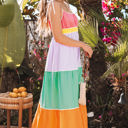  Cassandra Colorblock Self-tie High Waist Maxi Dress