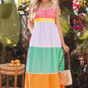  Cassandra Colorblock Self-tie High Waist Maxi Dress