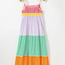  Cassandra Colorblock Self-tie High Waist Maxi Dress