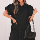  Cassidy Button Down Puff Sleeve Ruffle Hem Dress