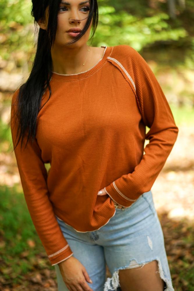 Cataleya Textured Round Neck Long Sleeve Top