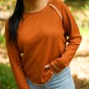  Cataleya Textured Round Neck Long Sleeve Top