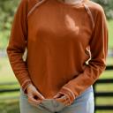 Brown XXL Cataleya Textured Round Neck Long Sleeve Top