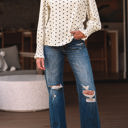  Catalina Polka Dot Lantern Sleeve Blouse