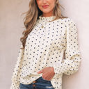 Apricot Medium Catalina Polka Dot Lantern Sleeve Blouse