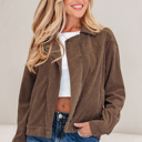 Dark Khaki Large Catherine Lapel Collar Corduroy Jacket