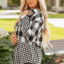  Cecelia Patchwork Drawstring Hooded Shacket