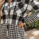  Cecelia Patchwork Drawstring Hooded Shacket