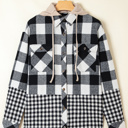  Cecelia Patchwork Drawstring Hooded Shacket