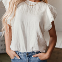  Cecelia Ruffled Flutter Sleeve Blouse