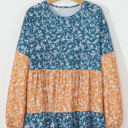  Cecilia Floral Ruffled Hem Round Neck Blouse