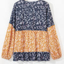 Cecilia Floral Ruffled Hem Round Neck Blouse