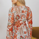  Celeste Floral V Neck Knot Bell Sleeve Blouse