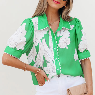 Celina Floral Ric Rac Edge Sleeve Blouse