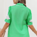  Celina Floral Ric Rac Edge Sleeve Blouse