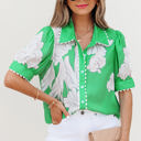  Celina Floral Ric Rac Edge Sleeve Blouse