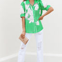  Celina Floral Ric Rac Edge Sleeve Blouse