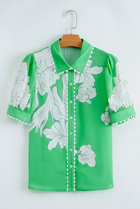 Celina Floral Ric Rac Edge Sleeve Blouse