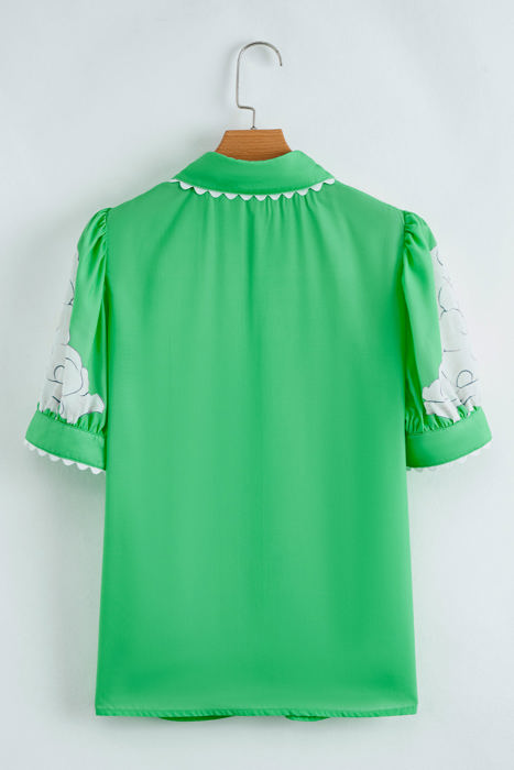 Celina Floral Ric Rac Edge Sleeve Blouse