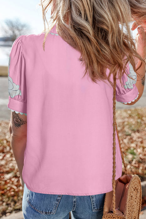 Celina Floral Ric Rac Edge Sleeve Blouse