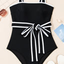  Celine Edge Belted One Piece Swimsuit