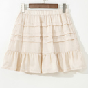 Beige Medium Chana Elastic Waist Mini Skirt