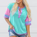  Chandler Half Sleeve Buttons Henley Top
