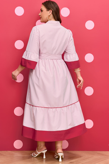 Charlee Hem Pinstriped Midi PLUS Dress