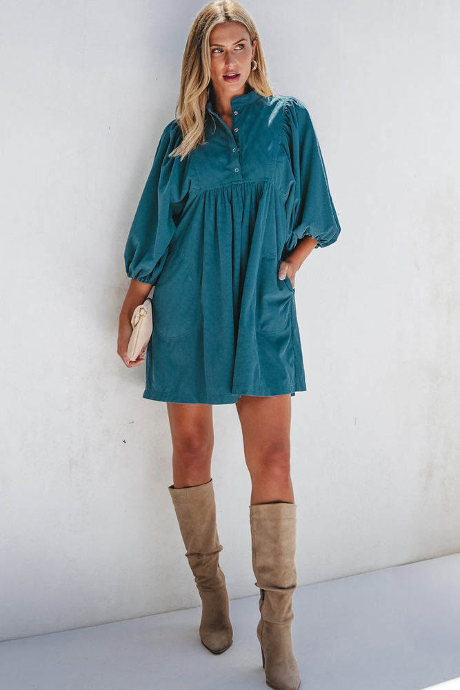 Charlie Corduroy Button Dress