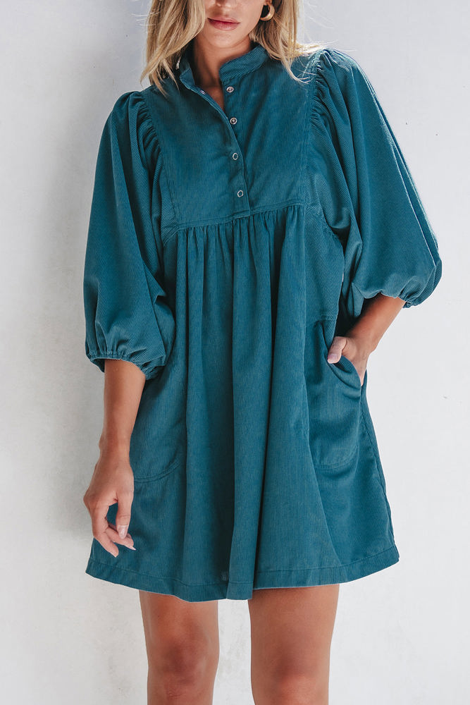 Charlie Corduroy Button Dress