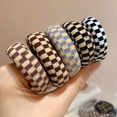 Checkered Print Nylon Elastic Hair Tie